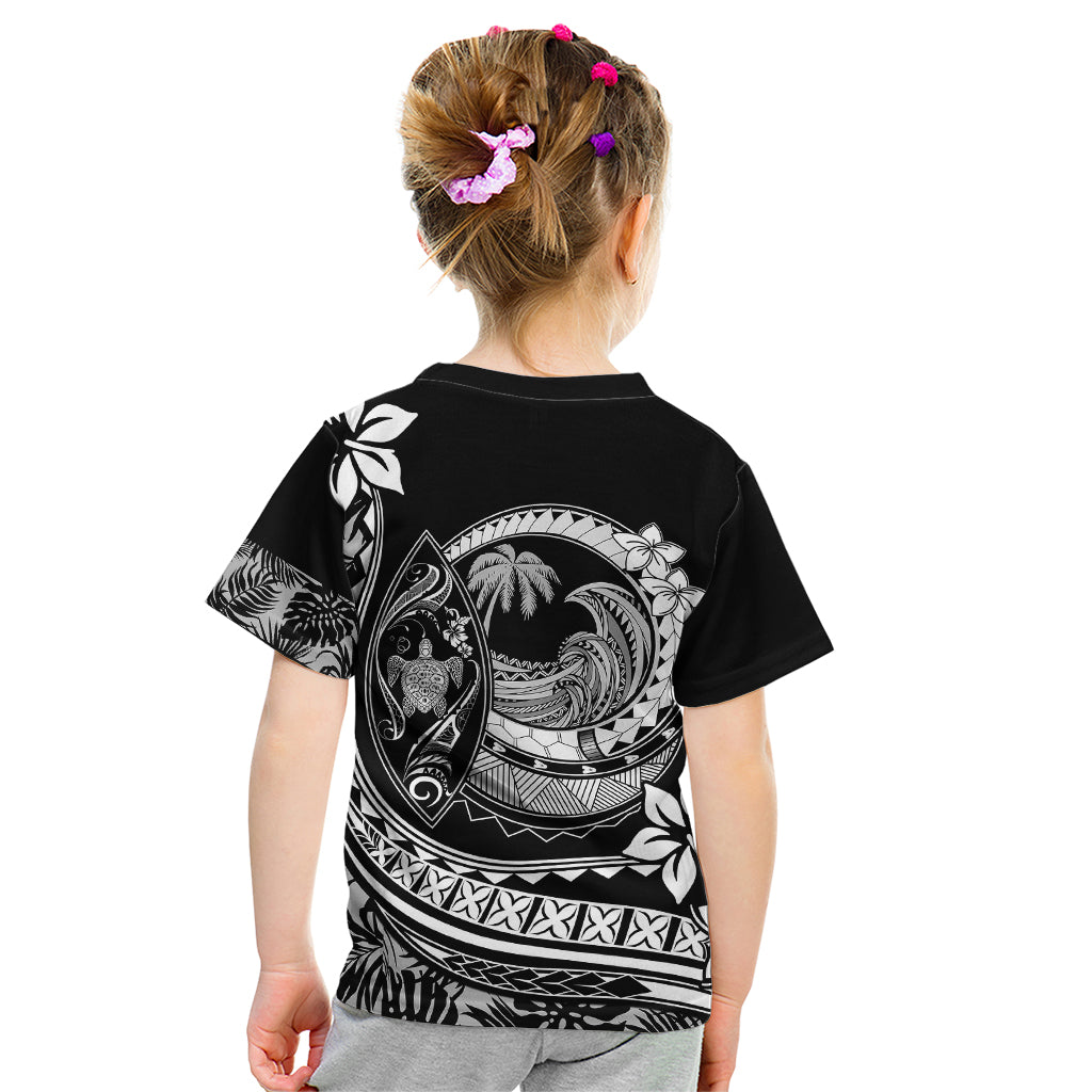 Polynesian Plumeria Kid T Shirt Ride The Waves - Black - Wonder Print Shop