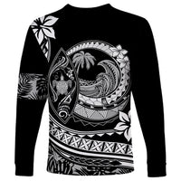 Polynesian Plumeria Long Sleeve Shirt Ride The Waves - Black - Wonder Print Shop
