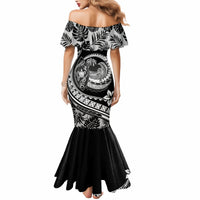 Polynesian Plumeria Mermaid Dress Ride The Waves - Black - Wonder Print Shop