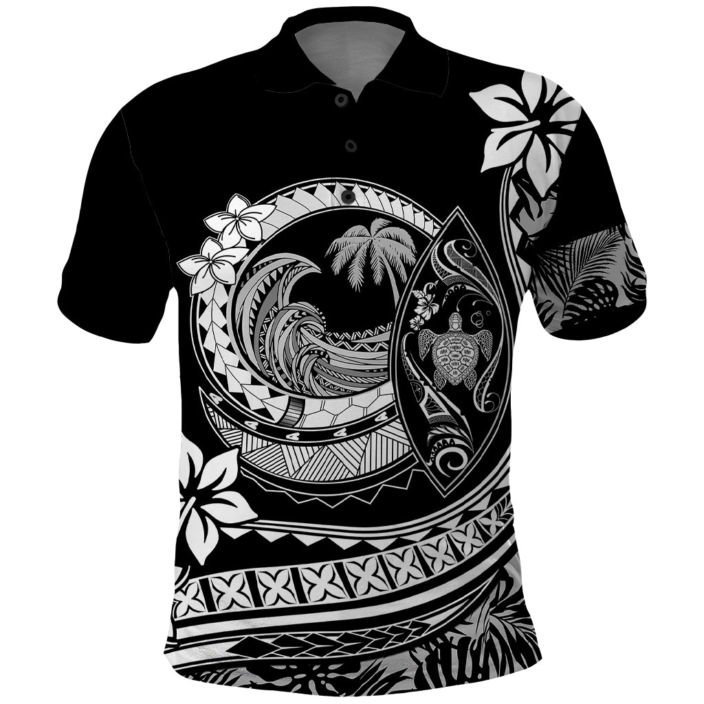 Polynesian Plumeria Polo Shirt Ride The Waves - Black - Wonder Print Shop