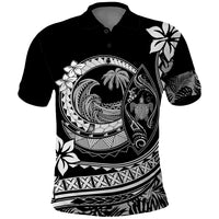 Polynesian Plumeria Polo Shirt Ride The Waves - Black - Wonder Print Shop