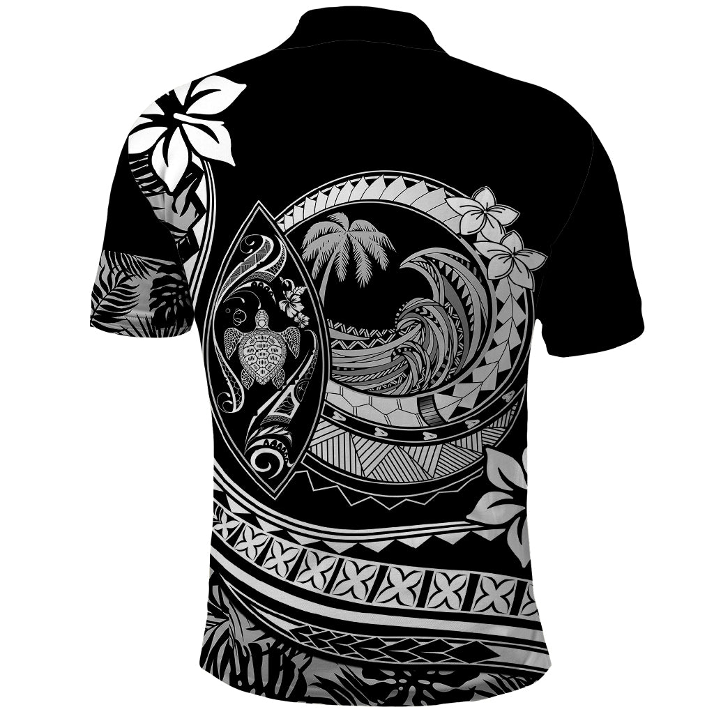 Polynesian Plumeria Polo Shirt Ride The Waves - Black - Wonder Print Shop