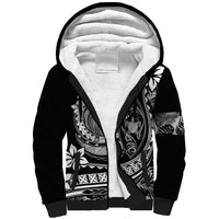 Polynesian Plumeria Sherpa Hoodie Ride The Waves - Black - Wonder Print Shop