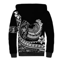 Polynesian Plumeria Sherpa Hoodie Ride The Waves - Black - Wonder Print Shop