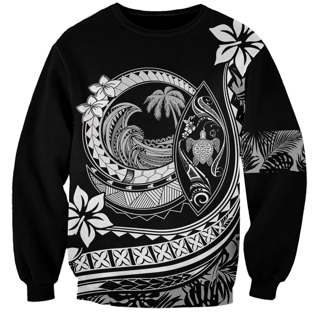 Polynesian Plumeria Sweatshirt Ride The Waves - Black - Wonder Print Shop