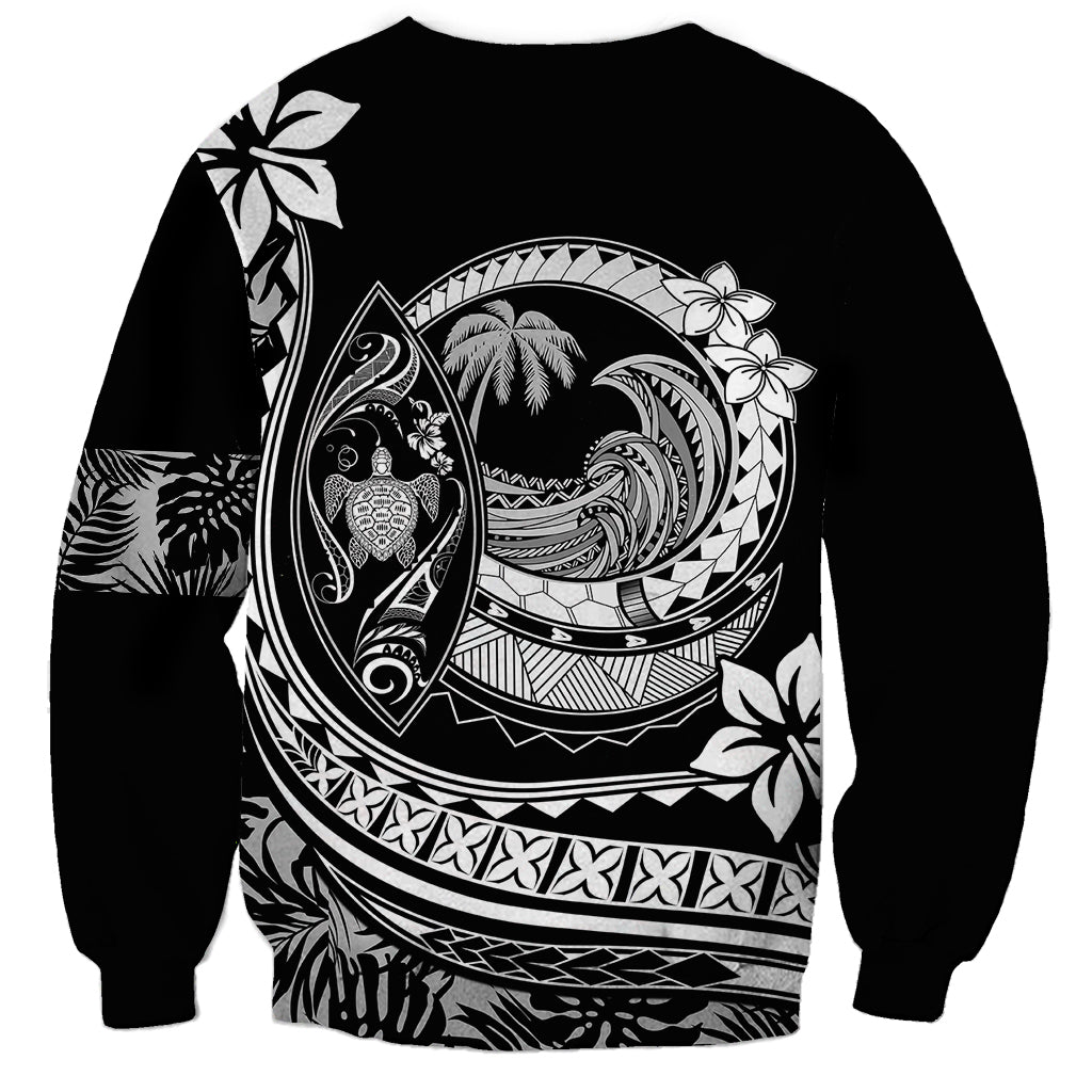 Polynesian Plumeria Sweatshirt Ride The Waves - Black - Wonder Print Shop