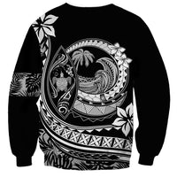 Polynesian Plumeria Sweatshirt Ride The Waves - Black - Wonder Print Shop