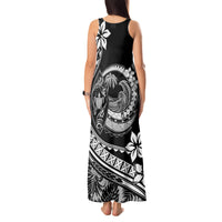 Polynesian Plumeria Tank Maxi Dress Ride The Waves - Black - Wonder Print Shop