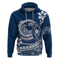 Polynesian Plumeria Hoodie Ride The Waves - Navy Blue - Wonder Print Shop