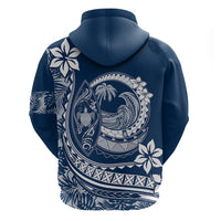 Polynesian Plumeria Hoodie Ride The Waves - Navy Blue - Wonder Print Shop