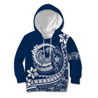Polynesian Plumeria Kid Hoodie Ride The Waves - Navy Blue - Wonder Print Shop