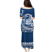 Polynesian Plumeria Puletasi Ride The Waves - Navy Blue - Wonder Print Shop