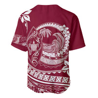 Polynesian Plumeria Baseball Jersey Ride The Waves - Burgundy LT7 - Wonder Print Shop