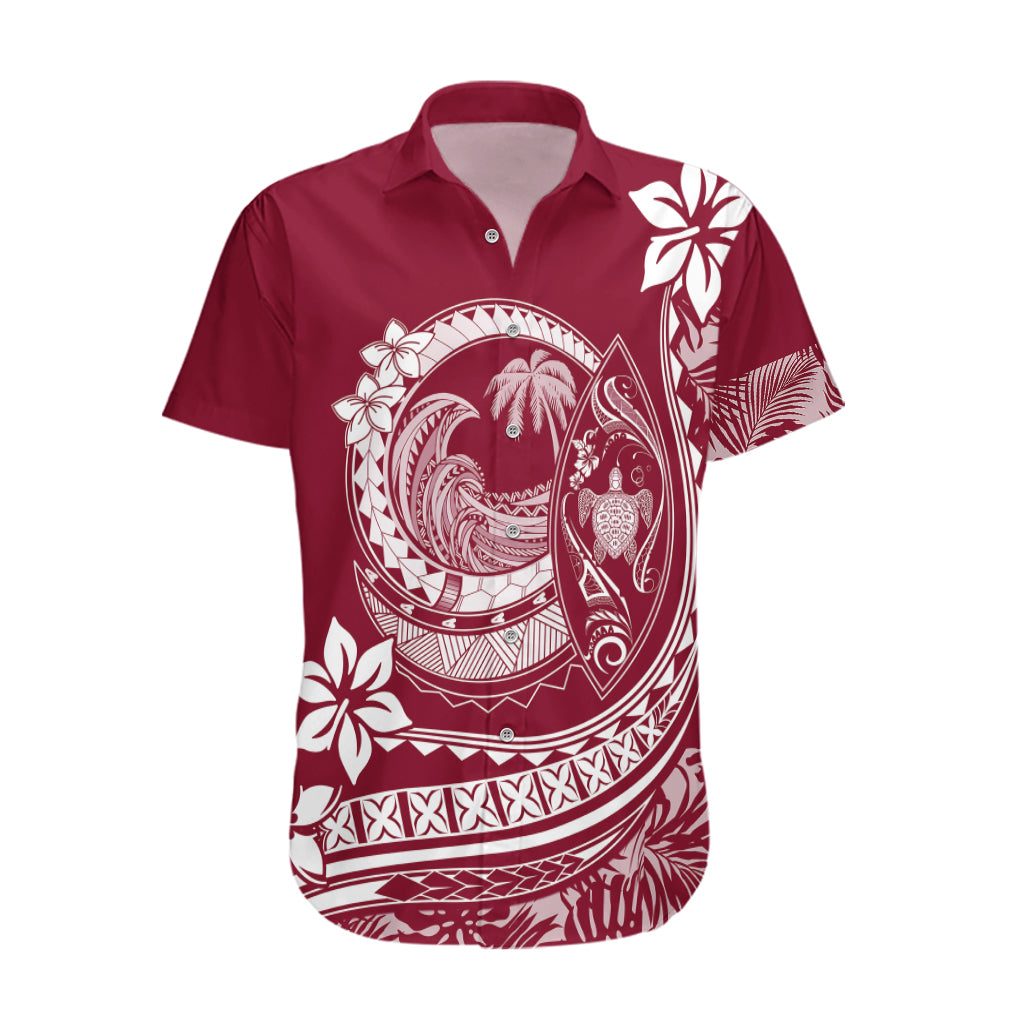 Polynesian Plumeria Hawaiian Shirt Ride The Waves - Burgundy - Wonder Print Shop