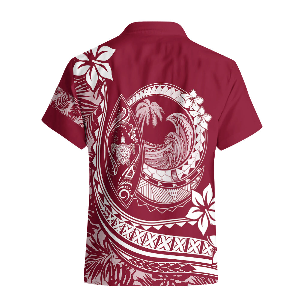 Polynesian Plumeria Hawaiian Shirt Ride The Waves - Burgundy - Wonder Print Shop
