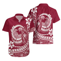 Polynesian Plumeria Hawaiian Shirt Ride The Waves - Burgundy - Wonder Print Shop