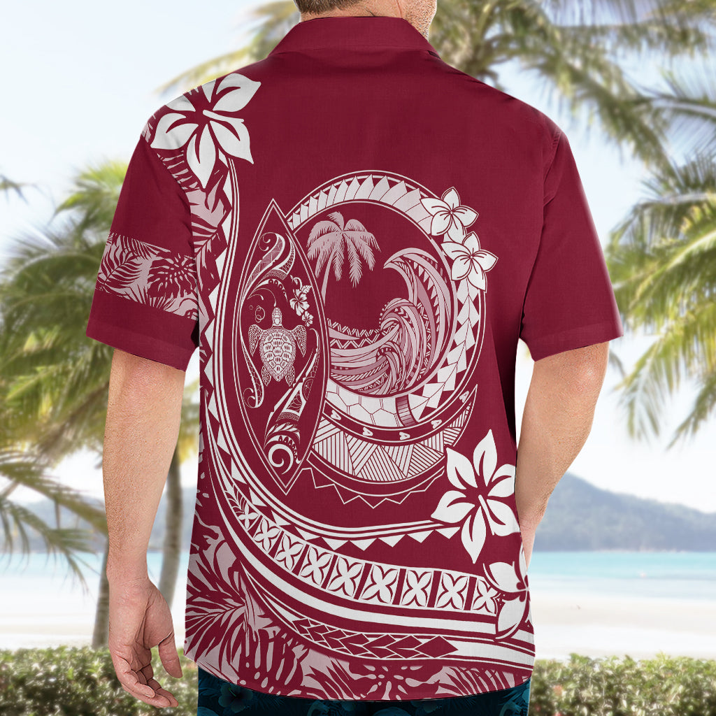 Polynesian Plumeria Hawaiian Shirt Ride The Waves - Burgundy - Wonder Print Shop