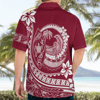 Polynesian Plumeria Hawaiian Shirt Ride The Waves - Burgundy - Wonder Print Shop