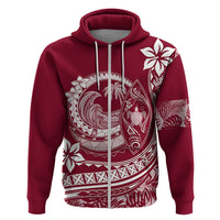 Polynesian Plumeria Hoodie Ride The Waves - Burgundy - Wonder Print Shop