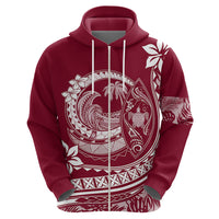 Polynesian Plumeria Hoodie Ride The Waves - Burgundy - Wonder Print Shop