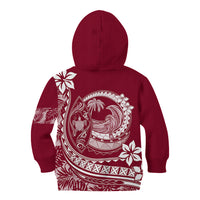 Polynesian Plumeria Kid Hoodie Ride The Waves - Burgundy - Wonder Print Shop
