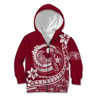 Polynesian Plumeria Kid Hoodie Ride The Waves - Burgundy - Wonder Print Shop
