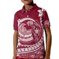 Polynesian Plumeria Kid Polo Shirt Ride The Waves - Burgundy - Wonder Print Shop