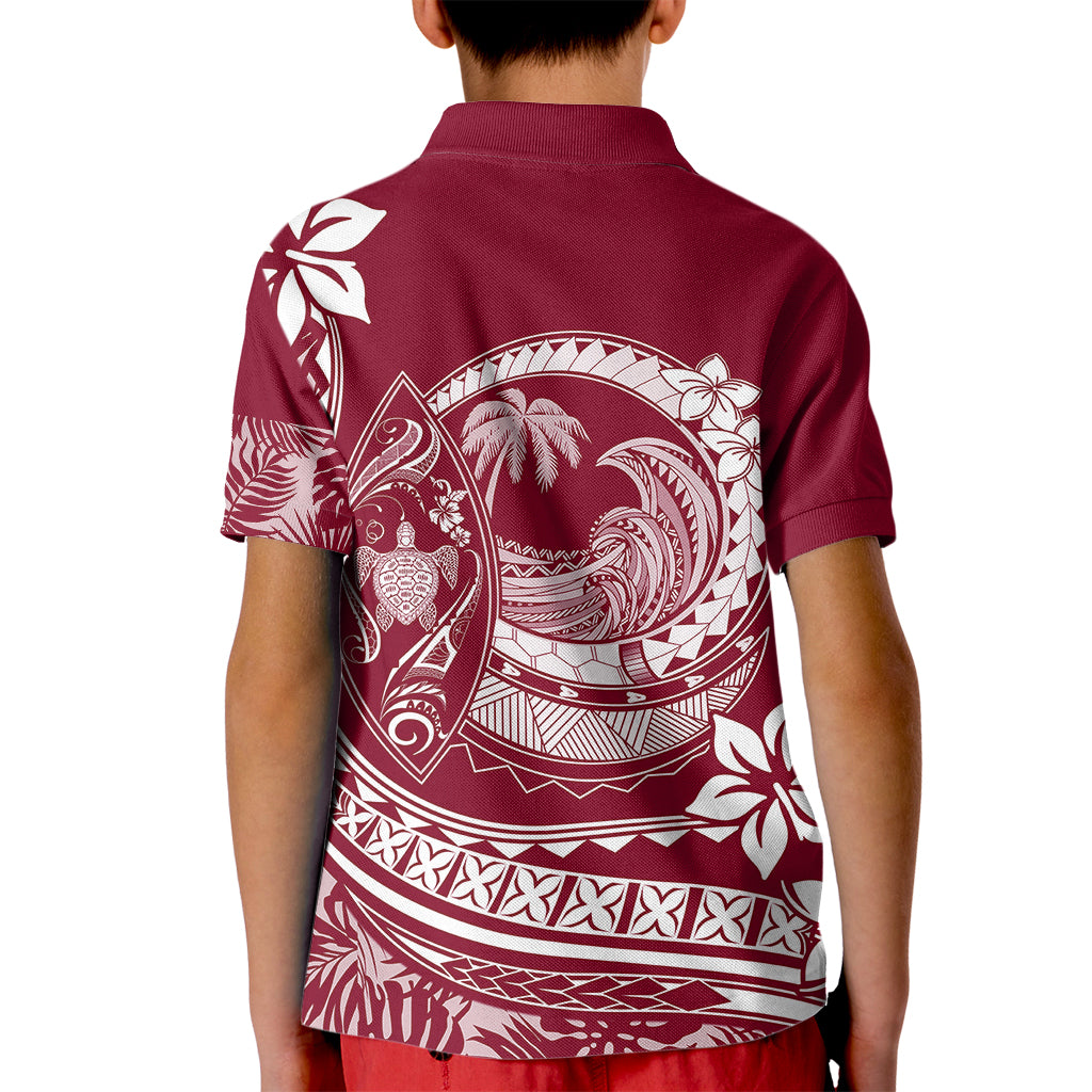 Polynesian Plumeria Kid Polo Shirt Ride The Waves - Burgundy - Wonder Print Shop
