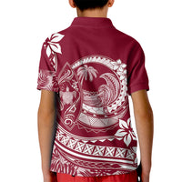Polynesian Plumeria Kid Polo Shirt Ride The Waves - Burgundy - Wonder Print Shop