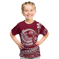 Polynesian Plumeria Kid T Shirt Ride The Waves - Burgundy - Wonder Print Shop