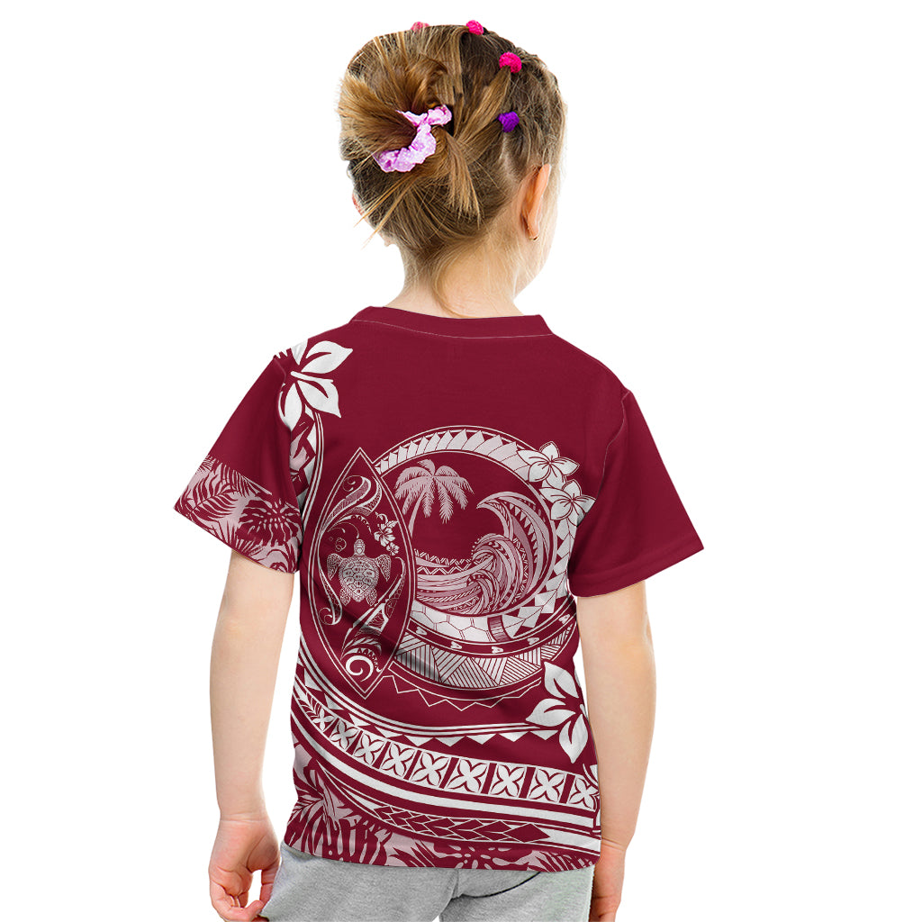 Polynesian Plumeria Kid T Shirt Ride The Waves - Burgundy - Wonder Print Shop