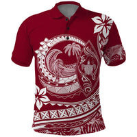 Polynesian Plumeria Polo Shirt Ride The Waves - Burgundy - Wonder Print Shop