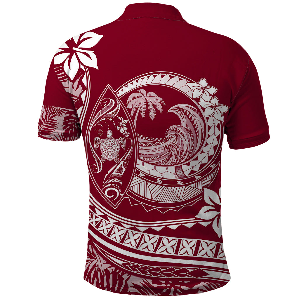 Polynesian Plumeria Polo Shirt Ride The Waves - Burgundy - Wonder Print Shop