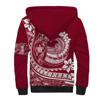 Polynesian Plumeria Sherpa Hoodie Ride The Waves - Burgundy - Wonder Print Shop