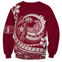 Polynesian Plumeria Sweatshirt Ride The Waves - Burgundy - Wonder Print Shop