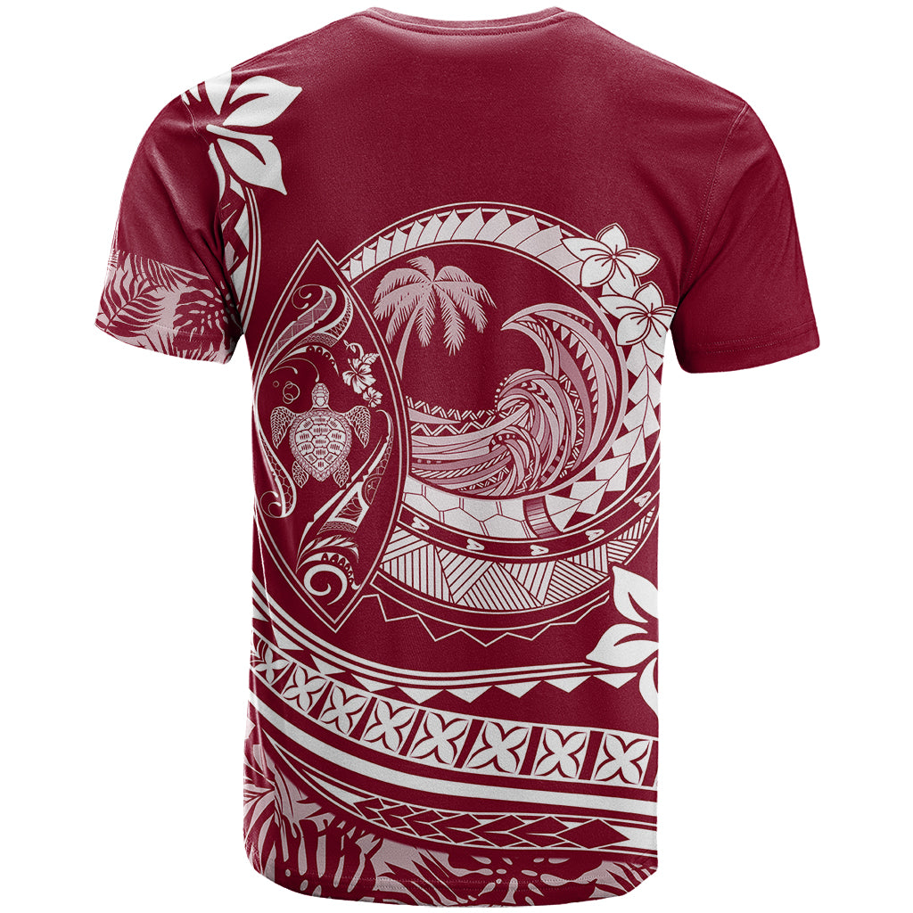 Polynesian Plumeria T Shirt Ride The Waves - Burgundy - Wonder Print Shop