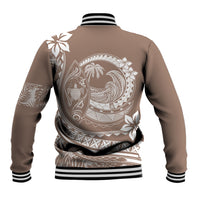 Polynesian Plumeria Baseball Jacket Ride The Waves - Beige LT7 - Wonder Print Shop