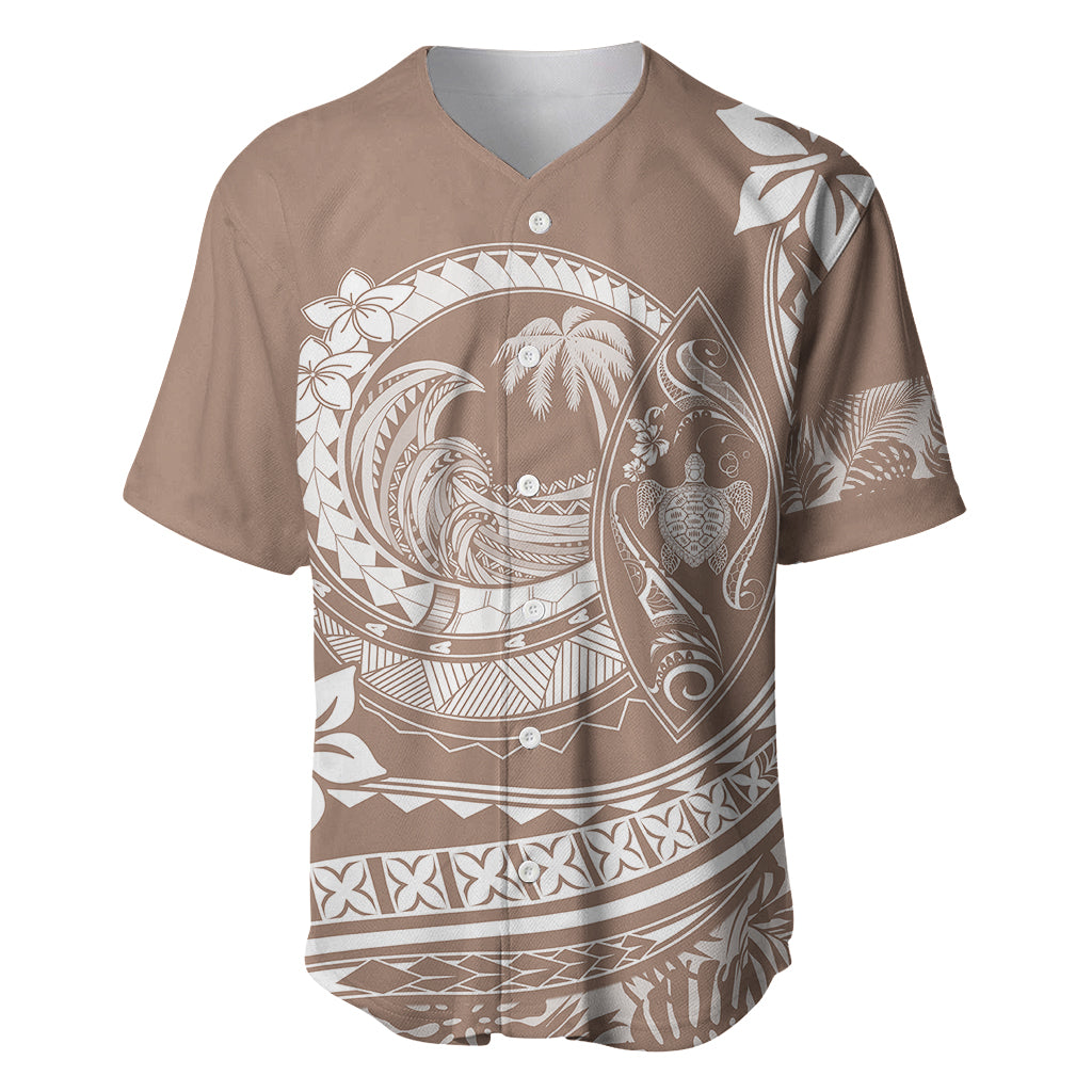 Polynesian Plumeria Baseball Jersey Ride The Waves - Beige LT7 - Wonder Print Shop