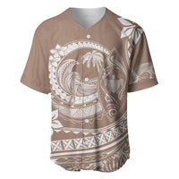 Polynesian Plumeria Baseball Jersey Ride The Waves - Beige LT7 - Wonder Print Shop