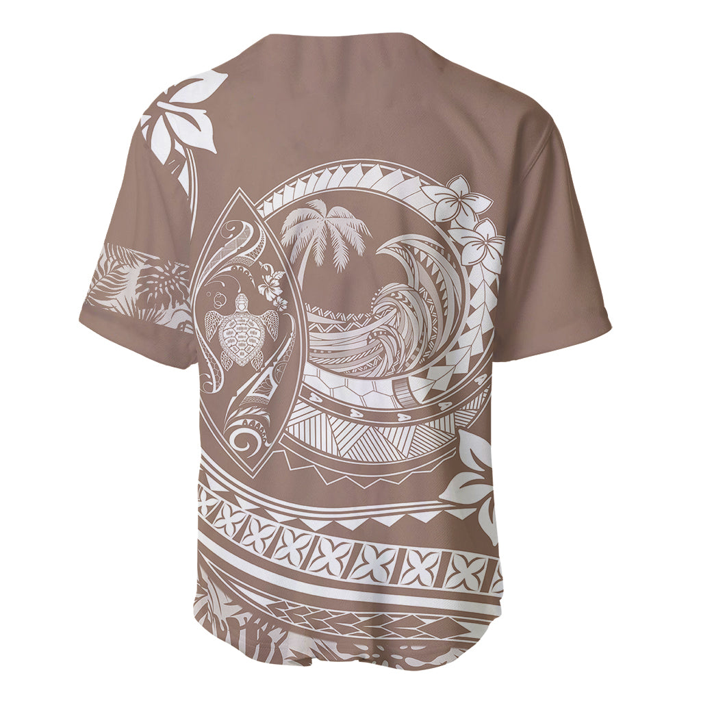 Polynesian Plumeria Baseball Jersey Ride The Waves - Beige LT7 - Wonder Print Shop