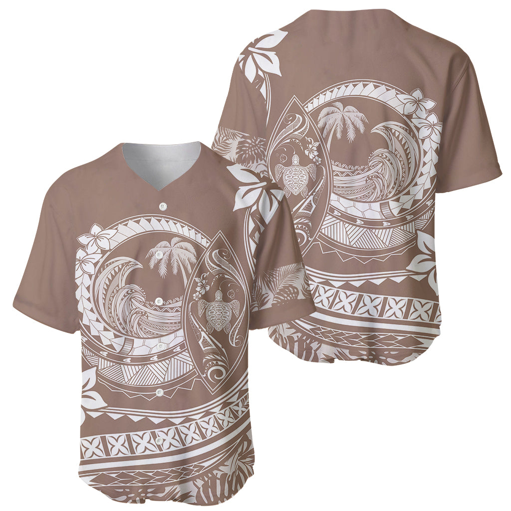 Polynesian Plumeria Baseball Jersey Ride The Waves - Beige LT7 - Wonder Print Shop
