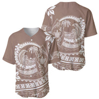 Polynesian Plumeria Baseball Jersey Ride The Waves - Beige LT7 - Wonder Print Shop