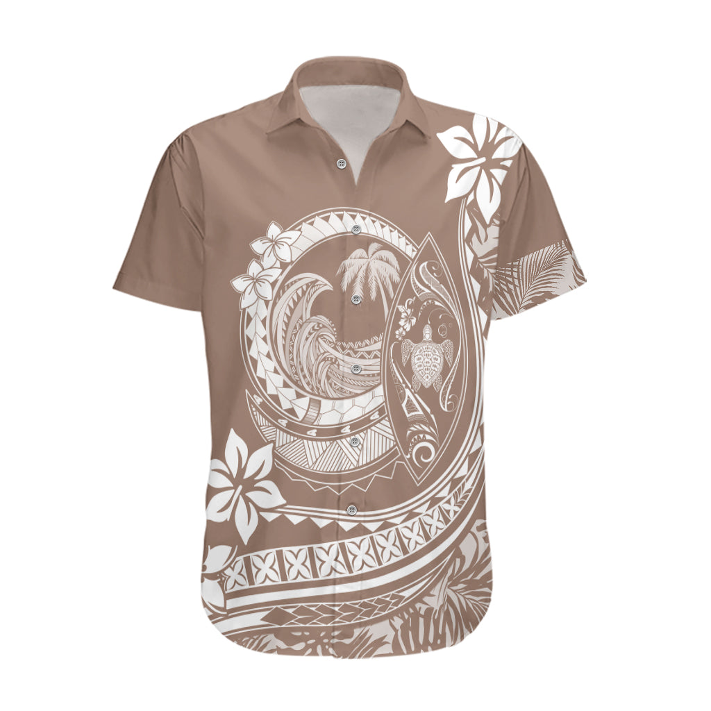 Polynesian Plumeria Hawaiian Shirt Ride The Waves - Beige - Wonder Print Shop