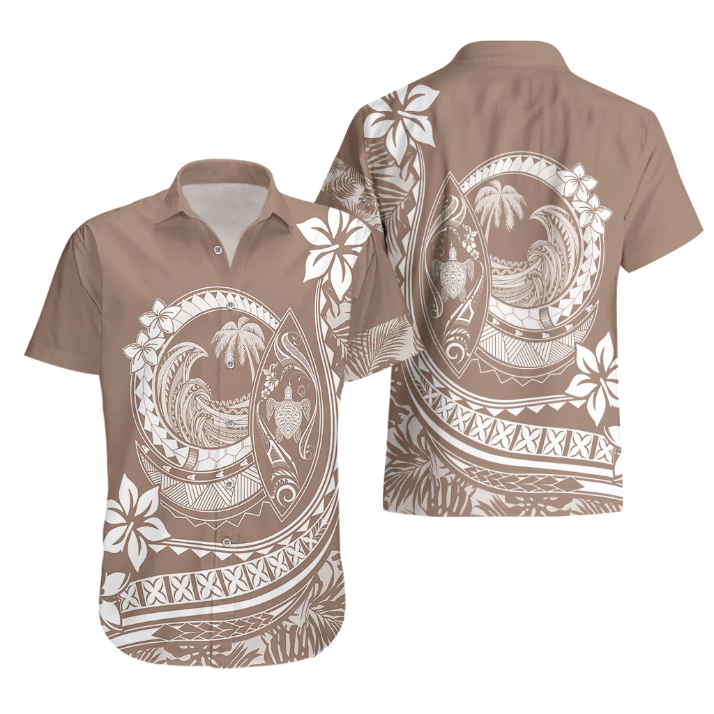 Polynesian Plumeria Hawaiian Shirt Ride The Waves - Beige - Wonder Print Shop