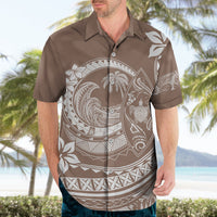 Polynesian Plumeria Hawaiian Shirt Ride The Waves - Beige - Wonder Print Shop