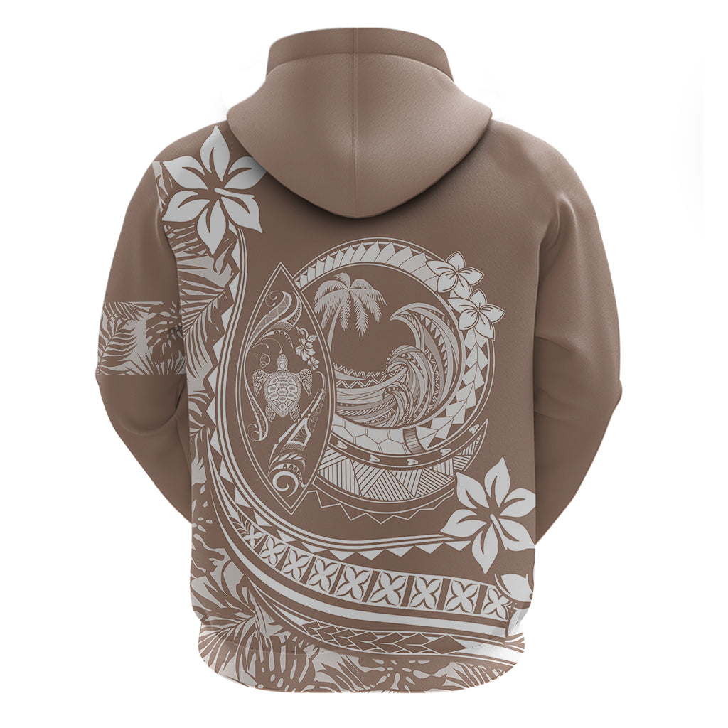 Polynesian Plumeria Hoodie Ride The Waves - Beige - Wonder Print Shop