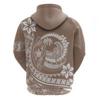 Polynesian Plumeria Hoodie Ride The Waves - Beige - Wonder Print Shop