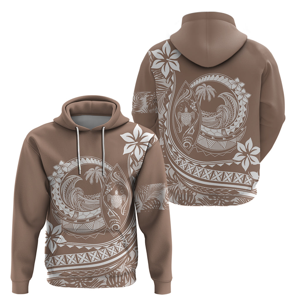 Polynesian Plumeria Hoodie Ride The Waves - Beige - Wonder Print Shop