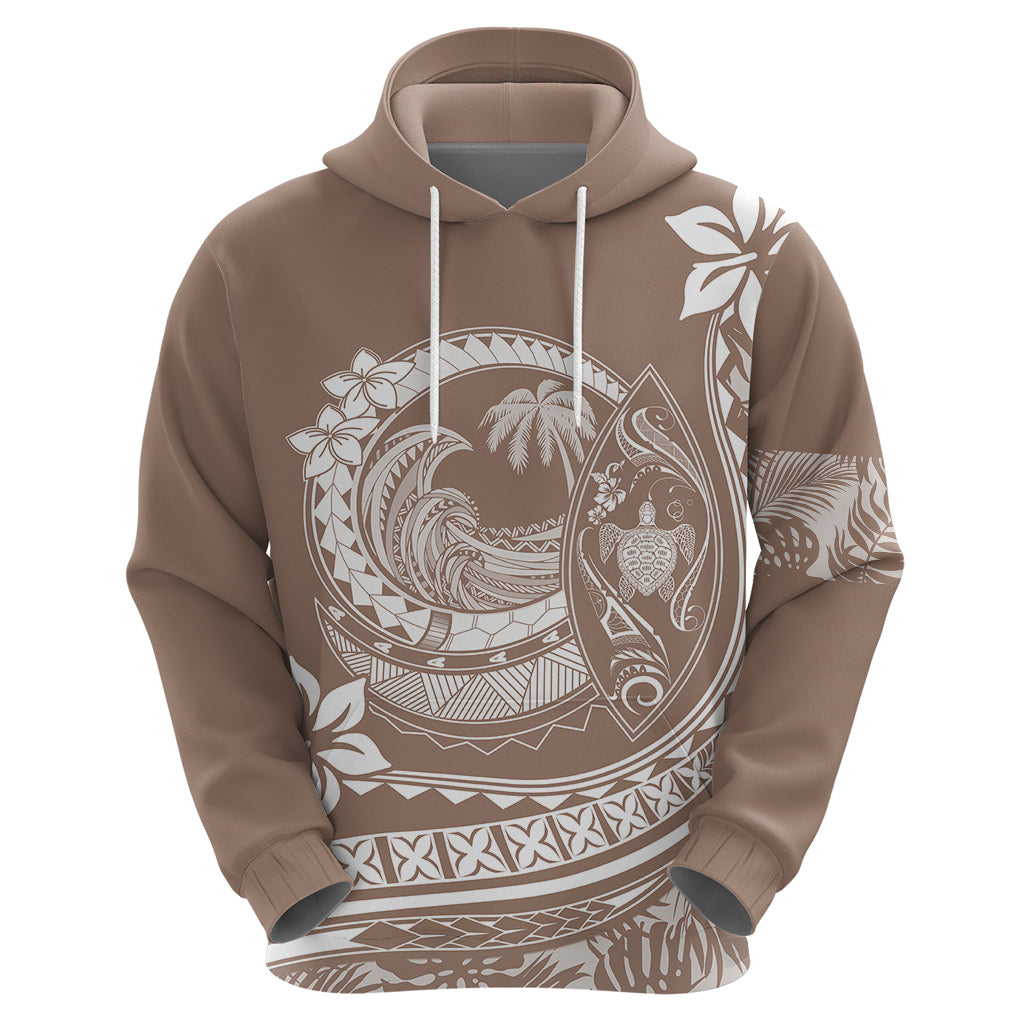 Polynesian Plumeria Hoodie Ride The Waves - Beige - Wonder Print Shop