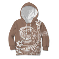 Polynesian Plumeria Kid Hoodie Ride The Waves - Beige - Wonder Print Shop